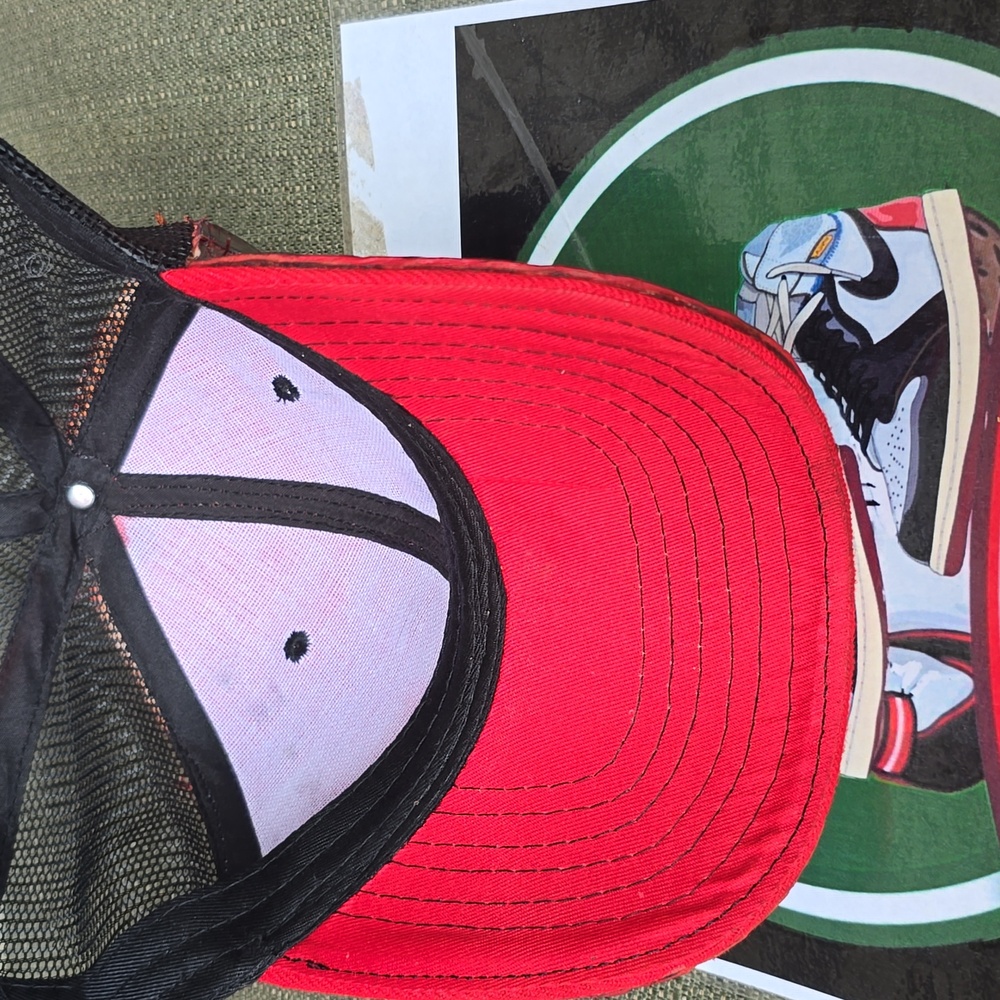 Red Crocodile Pattern Cap Hand Made - Picture 9 of 11